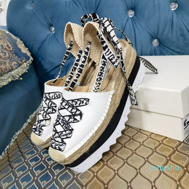 Designer Sandals Women thick bottom twine braided Espadrille letters Strap Round Wedge High Heels Fashion Genuine Leather Fisherman Wedding Dress Party Shoes Box, Blue
Designer Sandals Women thick bottom twine braided Espadrille letters Strap Round Wedge High Heels Fashion Genuine Leather Fisherman Wedding Dress Party Shoes Box, Blue