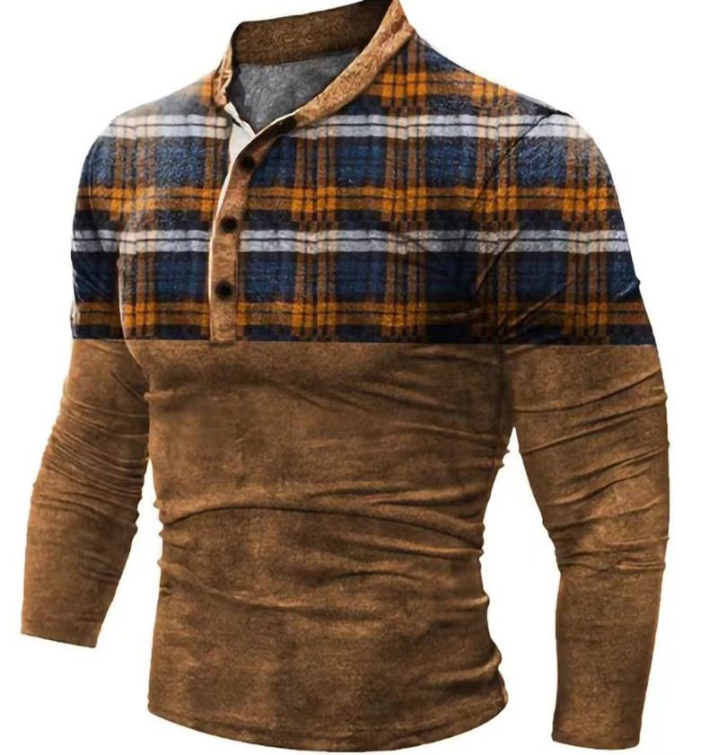 Vintag Fashion Men T-shirt Ethnic Pattern Printed Button Long Sleeve Spring Autumn Oversize T Shirt Men Camiseta Mujer 220819