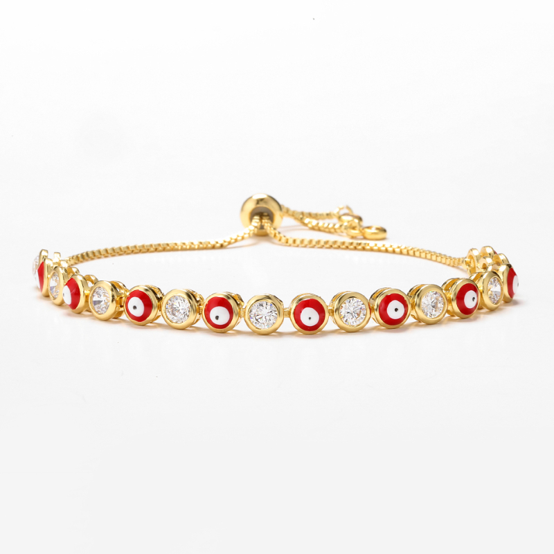 Blue Evil Eye Crystal Charm Muslim Bracelets for Women Fashion Jewelry 7 Turkish Bracelet Gold Color Plated Never Faded