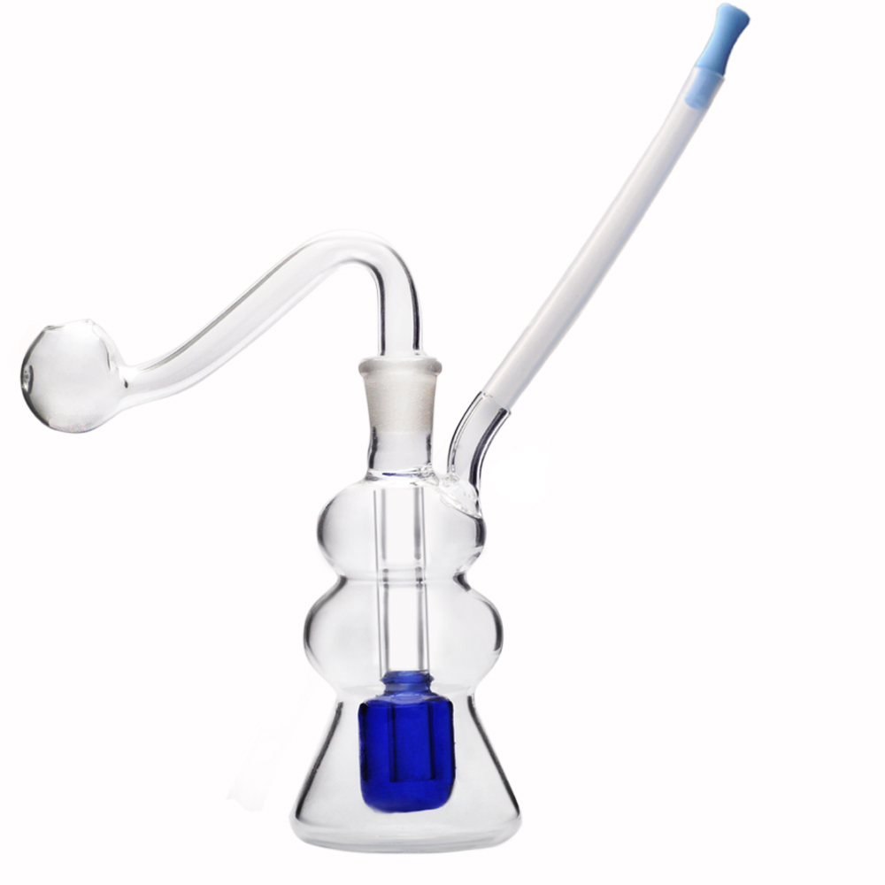 Gourd Style Mini Glass Oil Burner Water Pipe Bong Bubbler Smoking accessory with Glass Bowl SIlicone Tube Mouthpiece