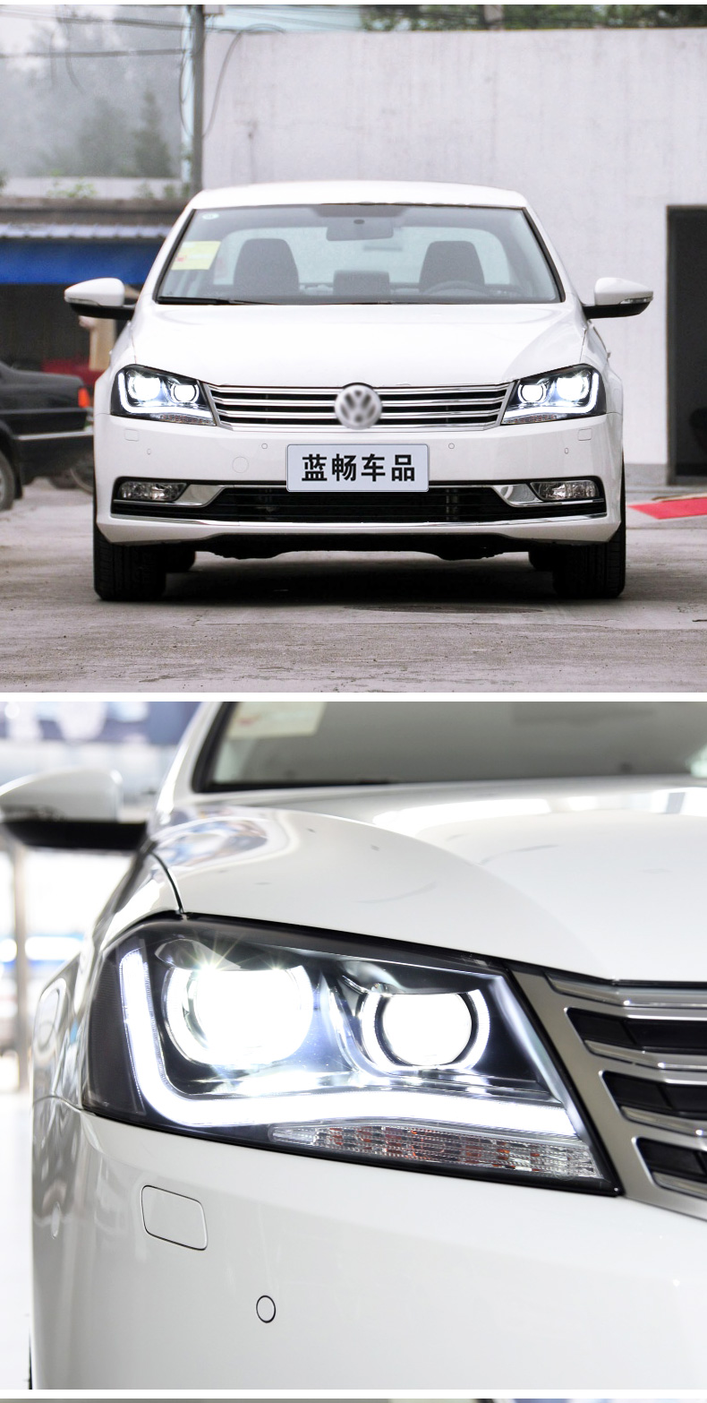 Head Lights for VW Passat B7 20 11-20 16 LED High Beam Daytime Light Angel Eye Driving Headlights Replacement