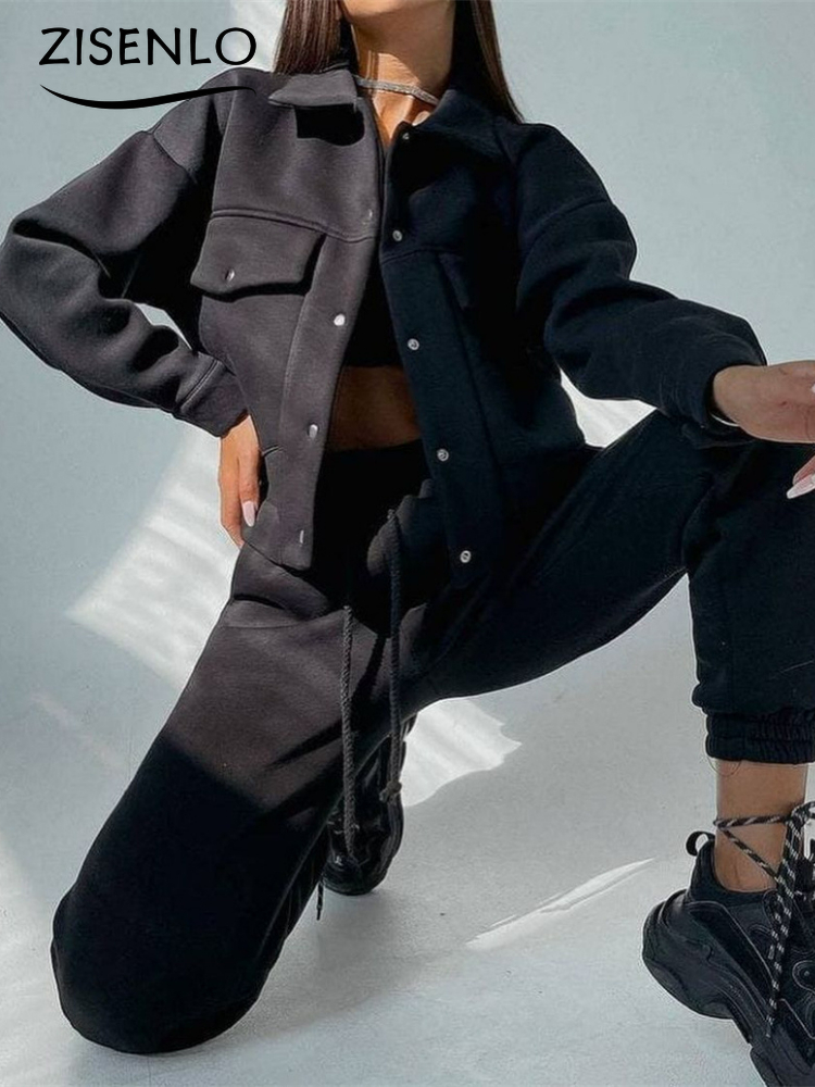 Autumn Solid Color Women's Jacket Top Casual Pants Set Two Piece Sets Womens Outifits Elegant Women's Sets Female Set Suit 220819