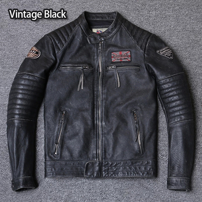 Motorcycle Genuine Leather Jacket for Men Style Biker Jackets Slim Cowhide spring Coat Men 220819