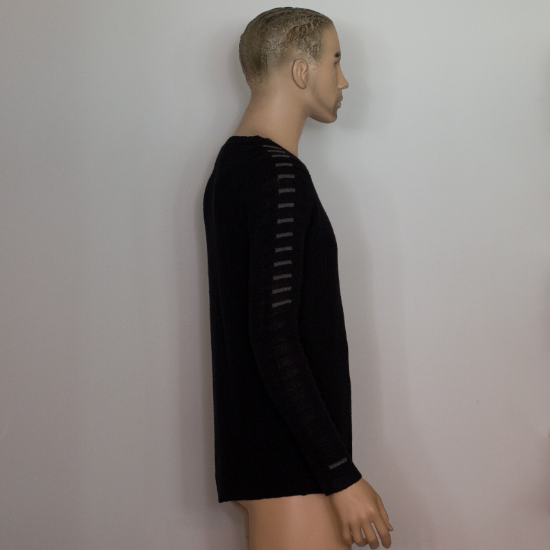 Men's Sexy Sweater Pullover Male Autumn Casual Round Neck Knitted Sweaters Pullovers Slim Fit Pleated Sweater Knitwear 220819