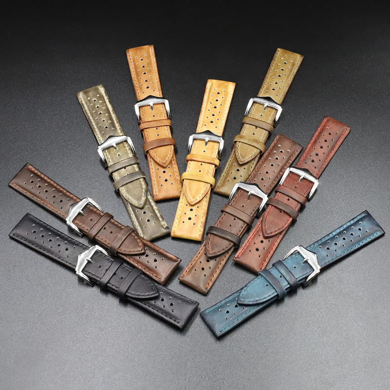 Onthelevel 18mm 20mm 22mm 24mm Genuine Leather Watch Strap Bands Black Blue Brown Multi Colors High Quality Men's Watch Band 220819