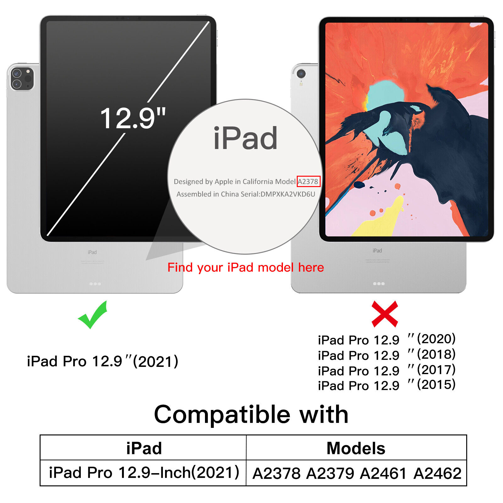 Jie Ke Protective Case for iPad Pro 129Inch 5Th Generation with Pencil Clip UltraThin Protective Case