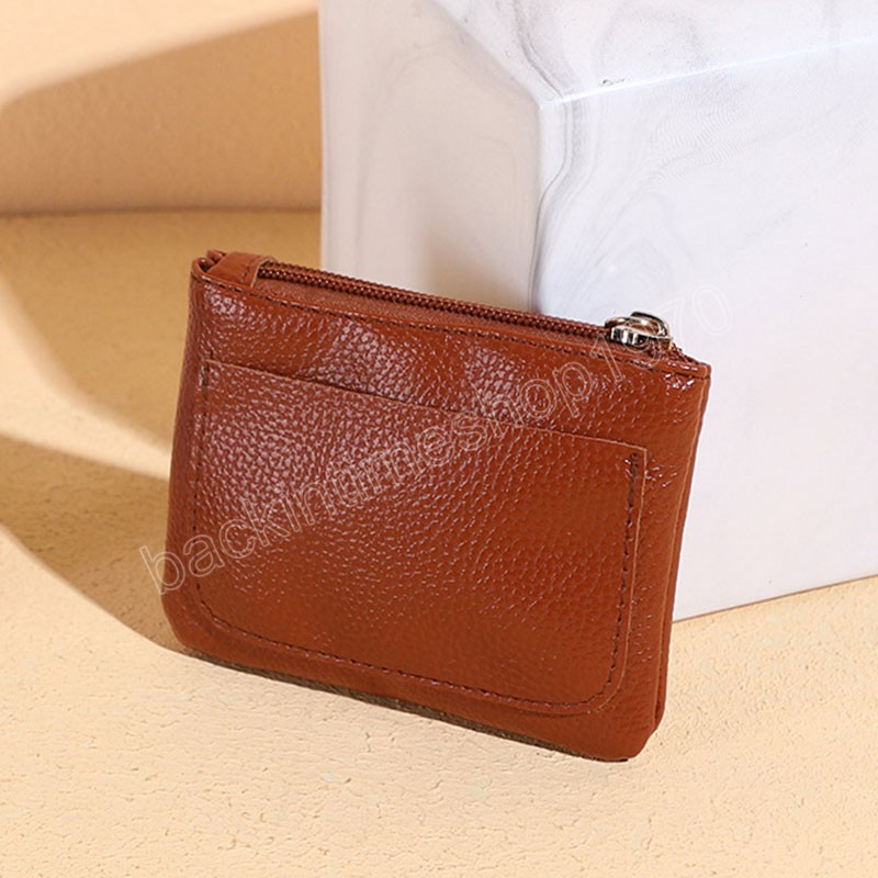 Bow-knot Zipper Coin Purse Soft Leather Small Money Bag Litchi Pattern Simple All-match Sweet Fresh Portable Coin Purse