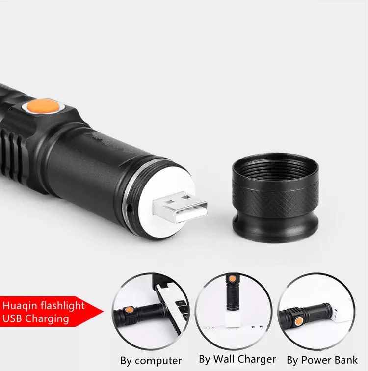 Super Bright USB Charging Hlm Flashlights Zoomable High Lumen Mini Powerful Rechargeable Torch Light For Camping