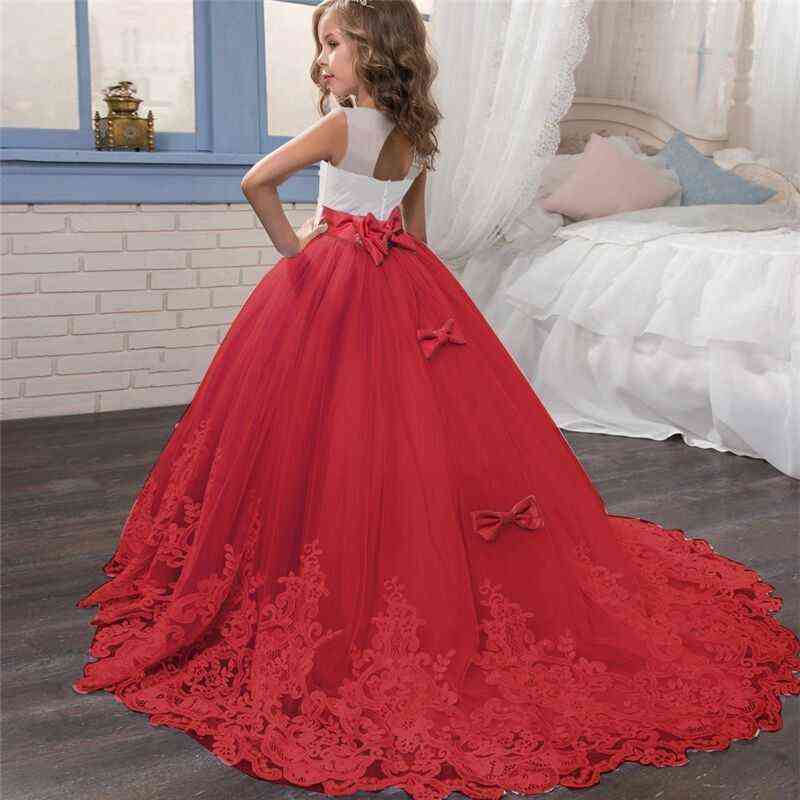 Girl Flower Petals Wedding Dress Children Bridesmaid Outfits Elegant Dress for Girls Vestido Party Prom Gown Princess Costume