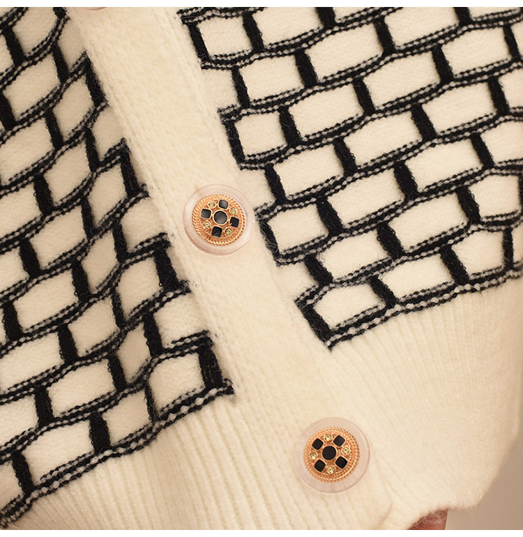 Sweetwear Two Piece Sets Women Geometric Patterns Knitting Cardigans Sweater Elastic Wide Leg Long Pants Suits Lady 220819