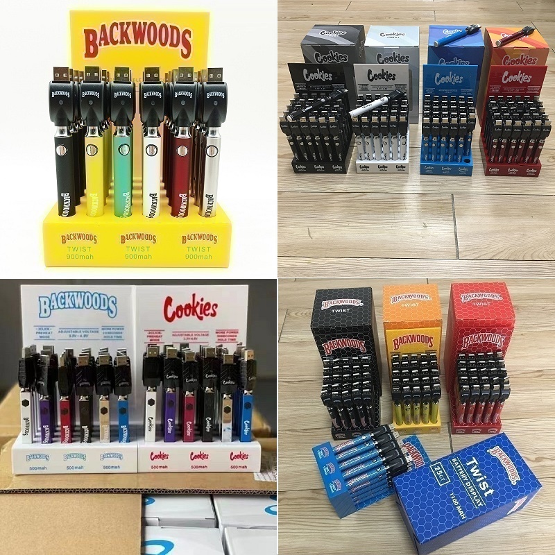 Backwoods Cookies Battery 500mAh Button VV Quad Mod With Display Box 1100mah Twist Preheat Variable Voltage BUD 900mAh Vape pen 510 for Thick Oil Wax Cartridge Carts
Backwoods Cookies Battery 500mAh Button VV Quad Mod With Display Box 1100mah Twist Preheat Variable Voltage BUD 900mAh Vape pen 510 for Thick Oil Wax Cartridge Carts