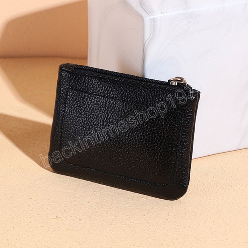 Bow-knot Zipper Coin Purse Soft Leather Small Money Bag Litchi Pattern Simple All-match Sweet Fresh Portable Coin Purse