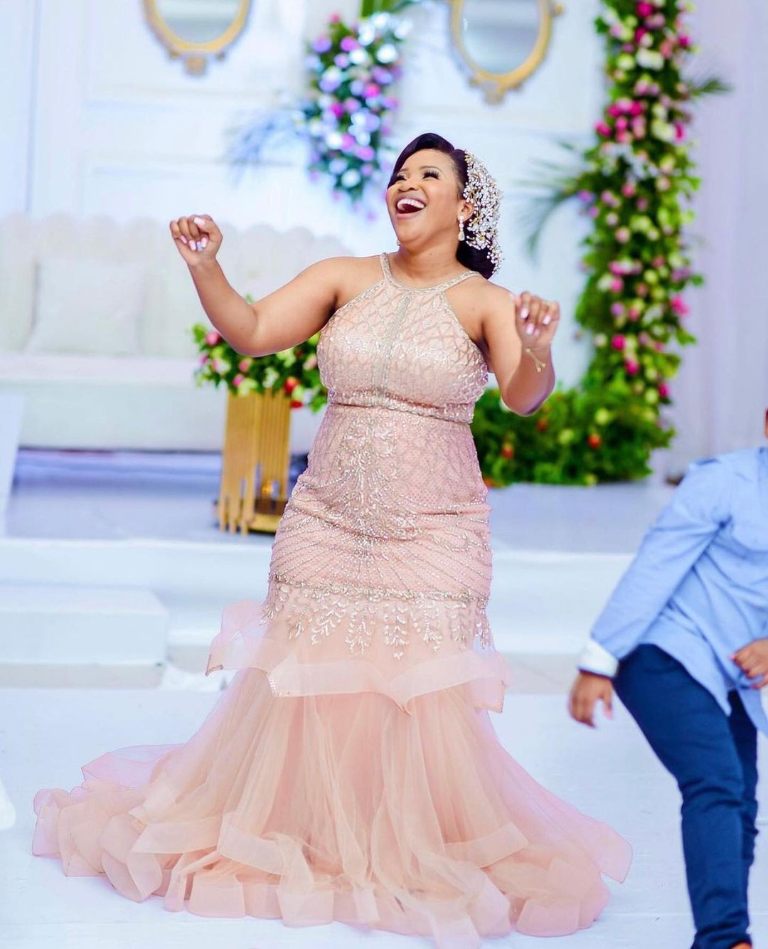 2022 Plus Size Arabic Aso Ebi Champagne Mermaid Luxurious Prom Dresses Beaded Crystals Evening Formal Party Second Reception Birthday Engagement Gowns