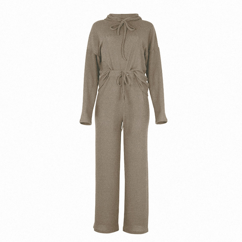 Knitted Two-Piece Women's Sweatsuit: Stay Cozy In Gray