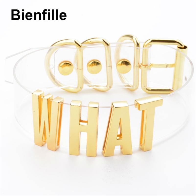 Handmade Women Girl Gold Customized Custom Cosplay WHAT Word Name Collar Choker Kawaii Clear PVC Leather Choker Necklace Men 220818