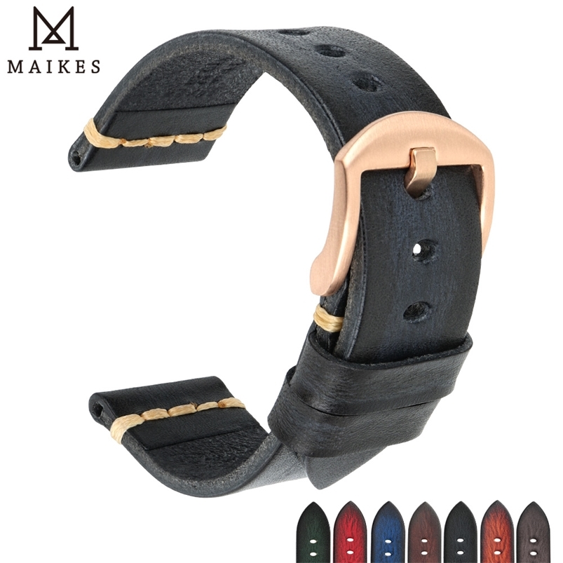 Handmade Leather Watch Bands 18mm 19mm 20mm 21mm 22mm 23mm 24mm Watchband For Panerai Mens Watch Strap Wristband 220819