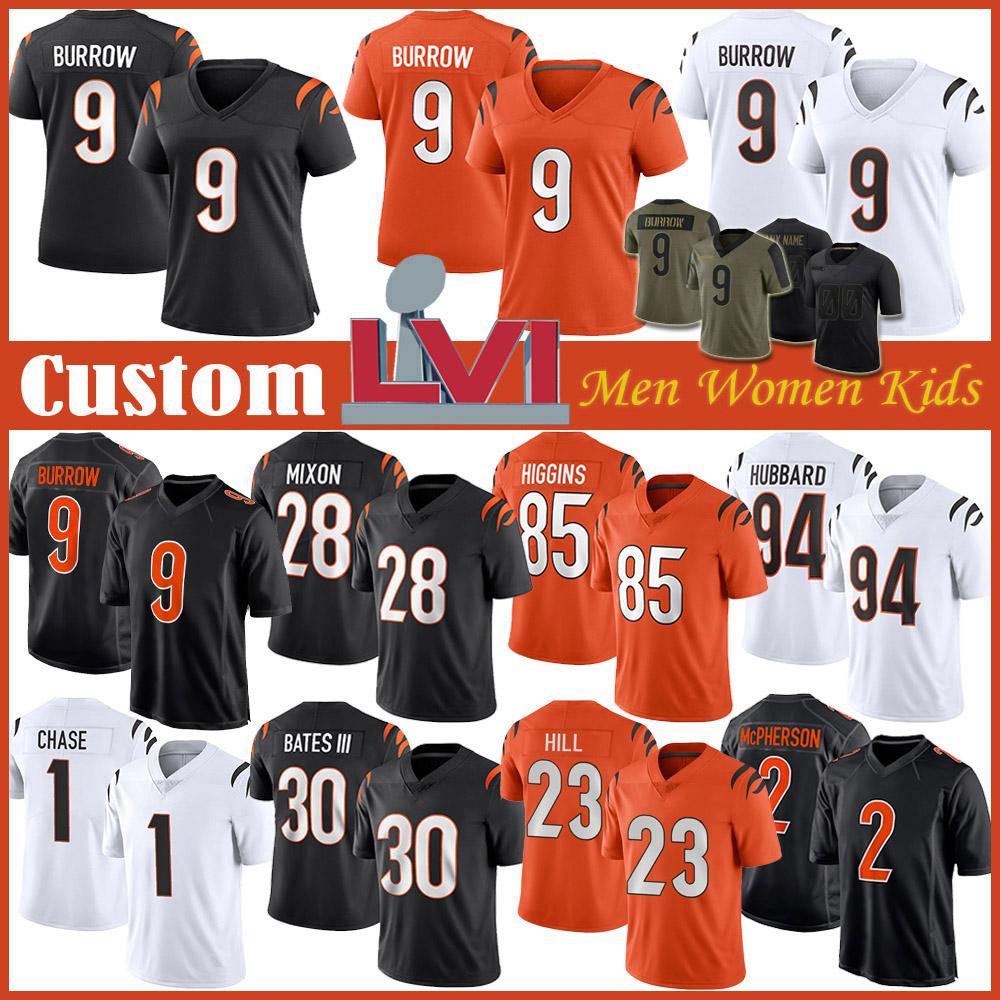9 Joe Burrow Mixon 1 JaMarr Chase Custom Men Women Kids Football Jersey 2 Evan McPherson Tee Higgins Tyler Boyd Sam Hubbard Daxton Hill Jessie Bates III Logan Wilson, Shown1
9 Joe Burrow Mixon 1 JaMarr Chase Custom Men Women Kids Football Jersey 2 Evan McPherson Tee Higgins Tyler Boyd Sam Hubbard Daxton Hill Jessie Bates III Logan Wilson, Shown1