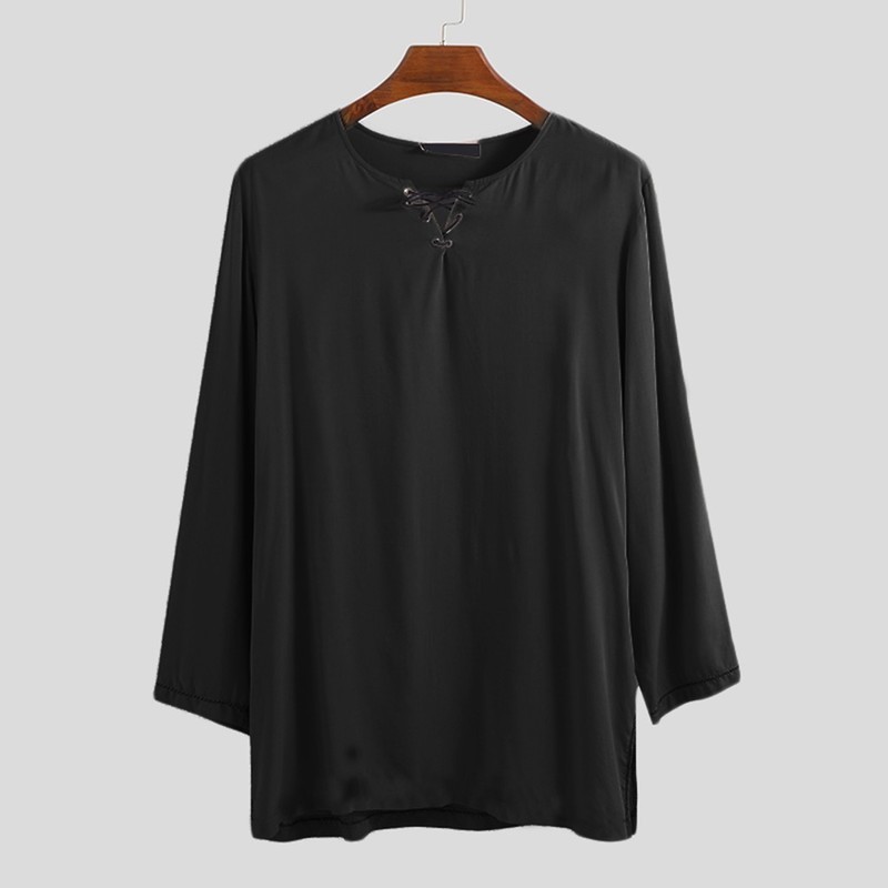 Men's T Shirt Retro camisas Medieval Long Sleeve Autumn Cosplay Costume Style Cotton Hemp Personality Pullover causal Tops 220819