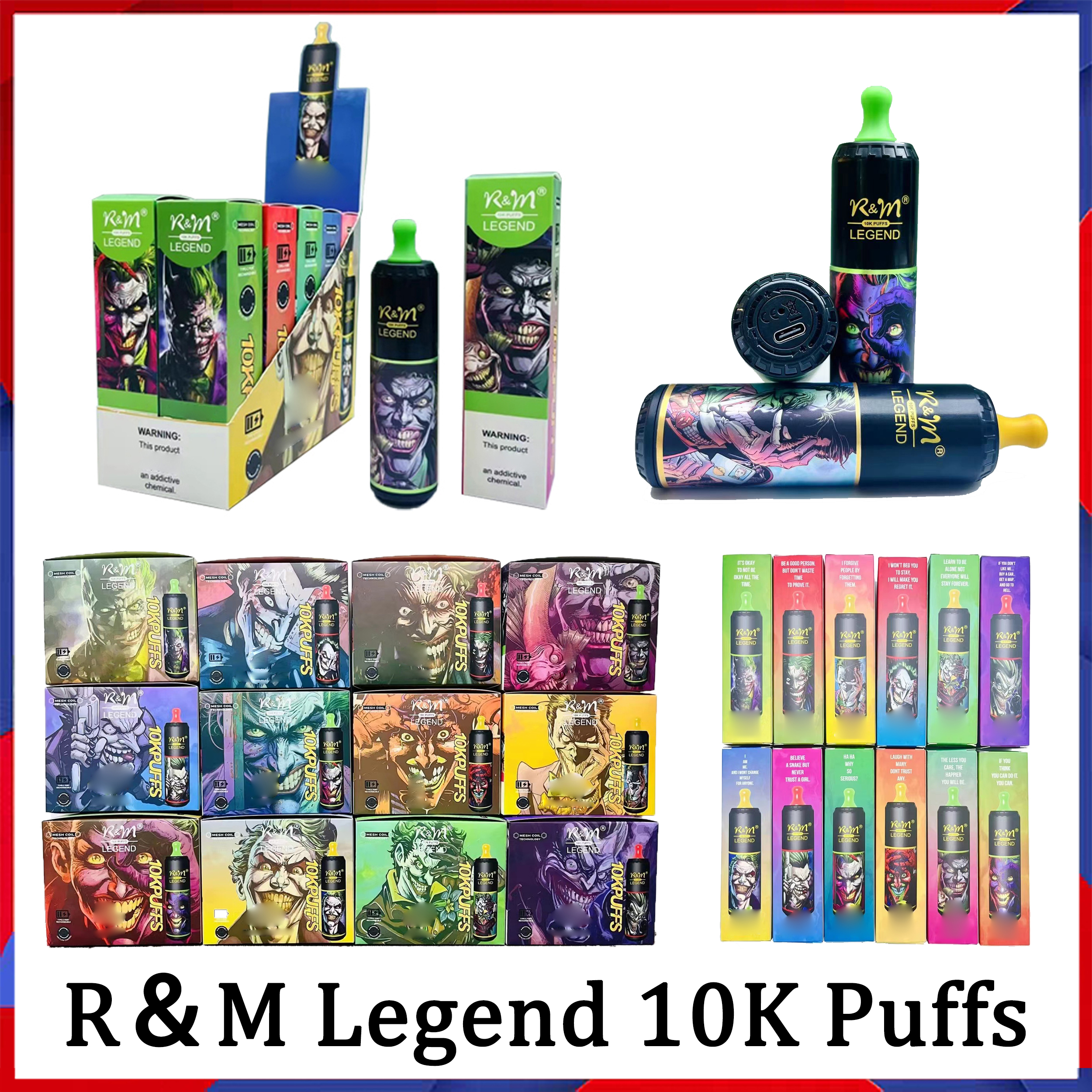 Original R&M Legend 10K Puffs Disposable E cigarette Vape Pen 20ml Prefilled 5% Cartridge Pod Device 650Mah Rechargeable Battey Airflow Control Vapes
Original R&M Legend 10K Puffs Disposable E cigarette Vape Pen 20ml Prefilled 5% Cartridge Pod Device 650Mah Rechargeable Battey Airflow Control Vapes