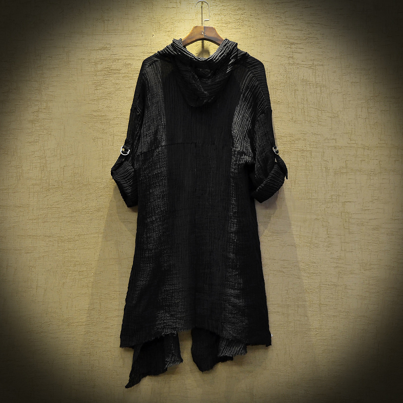 Translucent Linen cloak Thin Trench Men Gothic long coat Stranger things mysterious Dustcoat Men Cardigan Spring summer jacket 220818
