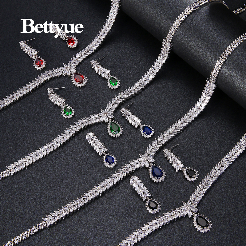 Bettyue Charming Fashion Elegance Cubic Zircon Multicolor Europe And America Style Wholesale Jewelry Sets Women Ornament 220818