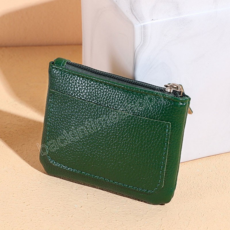 Bow-knot Zipper Coin Purse Soft Leather Small Money Bag Litchi Pattern Simple All-match Sweet Fresh Portable Coin Purse
