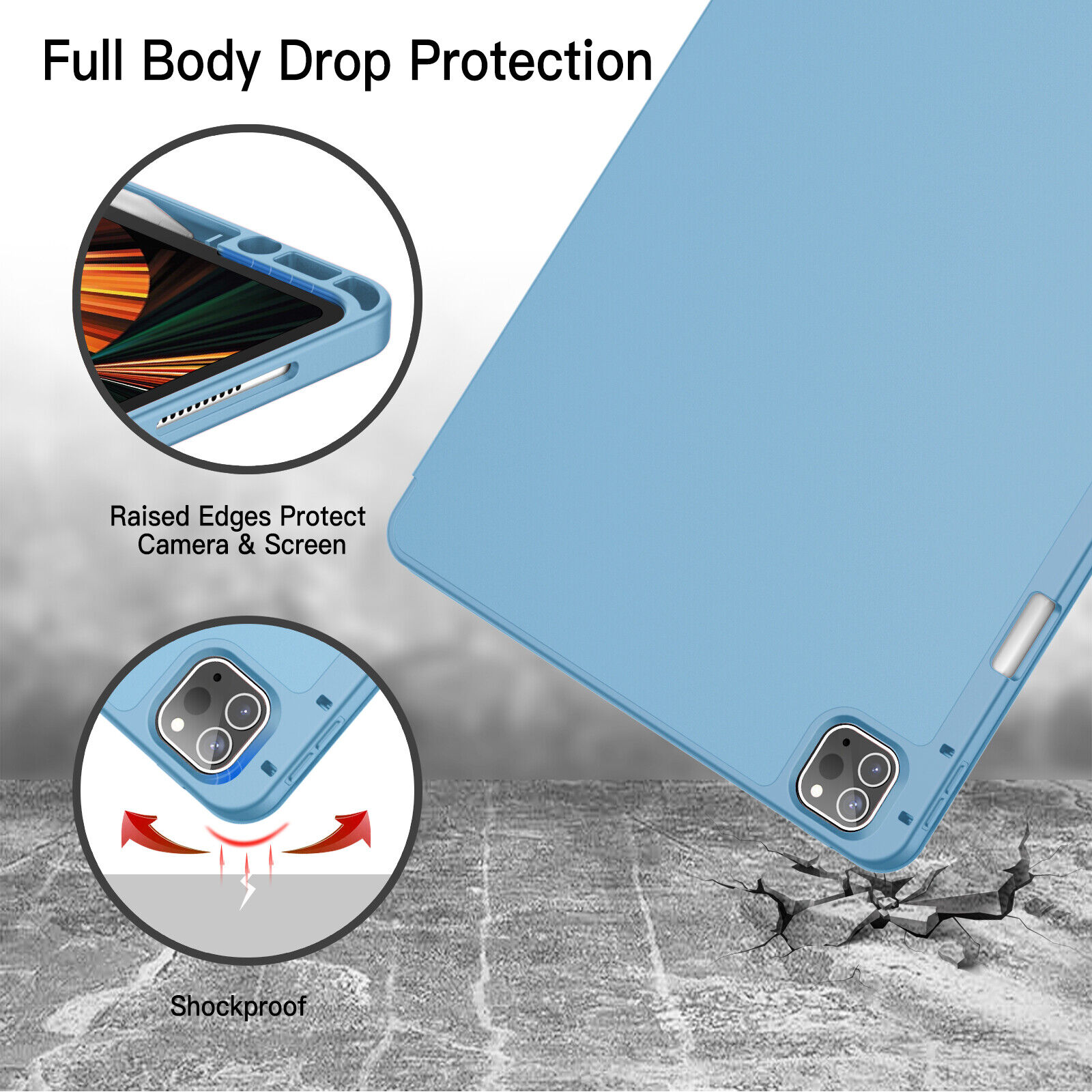 Jie Ke Protective Case for iPad Pro 129Inch 5Th Generation with Pencil Clip UltraThin Protective Case