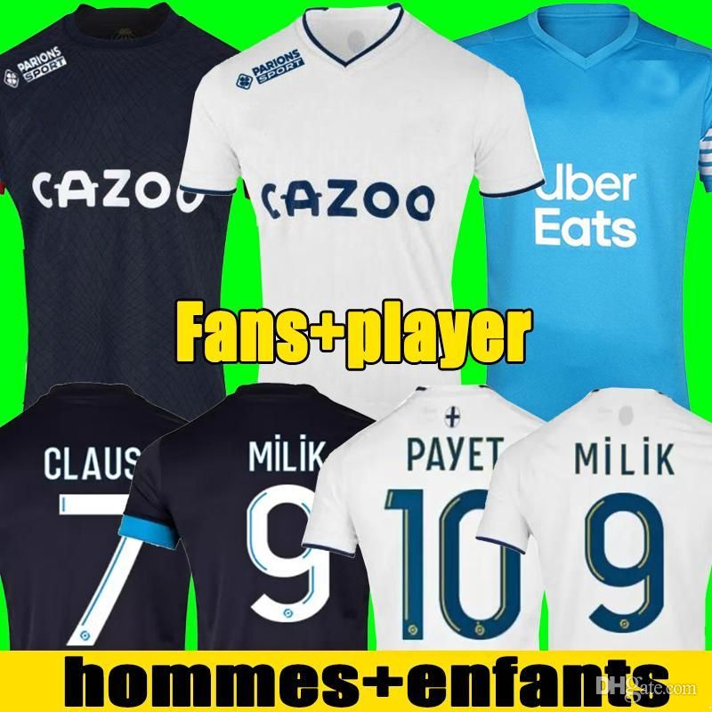 New 21 22 23 soccer jerseys 2021 2022 2023 MarseilleS MILIK maillot foot CUISANCE GUENDOUZI BENEDETTO GERSON PAYET CLAUSS football shirts men kids kit ALVARO Under