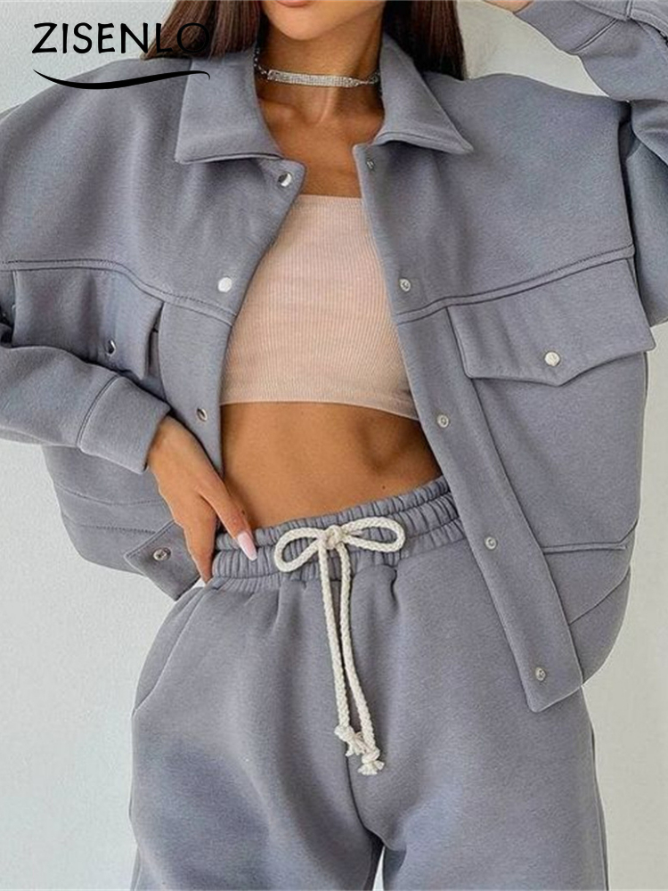 Autumn Solid Color Women's Jacket Top Casual Pants Set Two Piece Sets Womens Outifits Elegant Women's Sets Female Set Suit 220819
