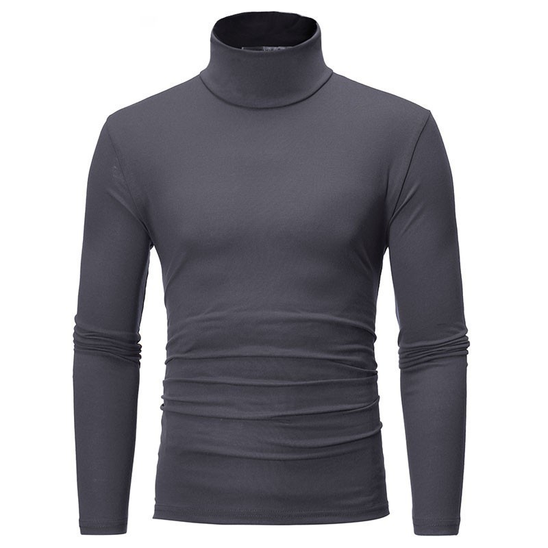 Men's Solid Color Turtleneck T Shirts Male Slim Fit Long Sleeve T Shirts Black White Men tshirt Tops M-3XL 220819