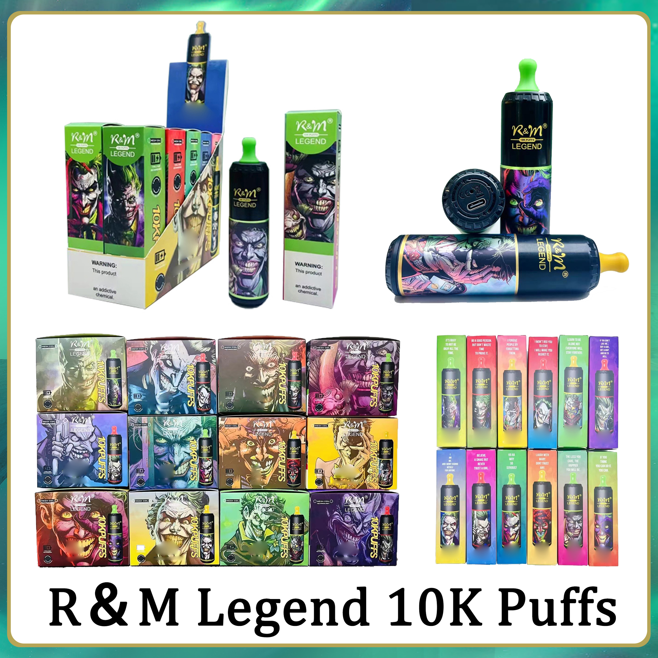 100% Original R&M Legend 10K Puffs Disposable E cigarette Vape Pen 20ml Prefilled 5% Cartridge Pod Device 650Mah Rechargeable Battey Airflow Control Vapes Rm RandM
100% Original R&M Legend 10K Puffs Disposable E cigarette Vape Pen 20ml Prefilled 5% Cartridge Pod Device 650Mah Rechargeable Battey Airflow Control Vapes Rm RandM