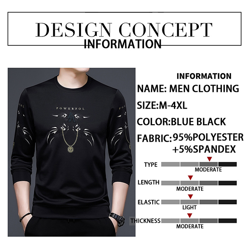 BROWON Fashion Black T Shirt Men Autumn Long Tops Long Sleeve T Shirt Mens Casual Regular Fit O-neck Men Clothing 220819