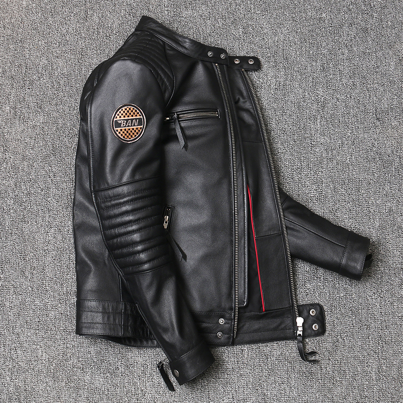 Motorcycle Genuine Leather Jacket for Men Style Biker Jackets Slim Cowhide spring Coat Men 220819