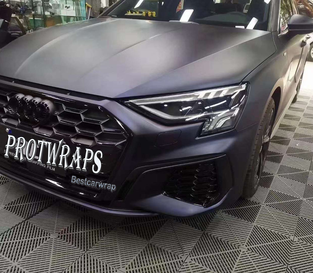 Premium Super Matte Black Blue Vinyl Wrap For Whole Car Body Wrapping foil Covering FILM 1080 Series Initial Low Tack Glue 1.52x20m Roll 5x65ft