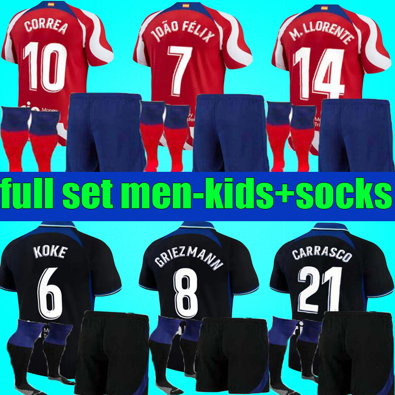 JOAO FELIX soccer jerseys 2022 2023 M. LLORENTE SUAREZ Correa camiseta football shirts 22 23 men kids kit Set GRIEZMANN R. DE PAUL Cunha CARRASCO Atletico MadridS, 22/23 away full set
JOAO FELIX soccer jerseys 2022 2023 M. LLORENTE SUAREZ Correa camiseta football shirts 22 23 men kids kit Set GRIEZMANN R. DE PAUL Cunha CARRASCO Atletico MadridS, 22/23 away full set