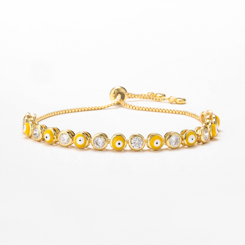 Blue Evil Eye Crystal Charm Muslim Bracelets for Women Fashion Jewelry 7 Turkish Bracelet Gold Color Plated Never Faded