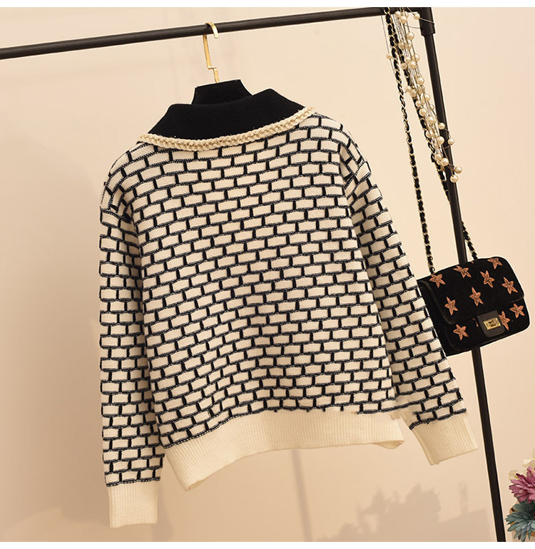 Sweetwear Two Piece Sets Women Geometric Patterns Knitting Cardigans Sweater Elastic Wide Leg Long Pants Suits Lady 220819