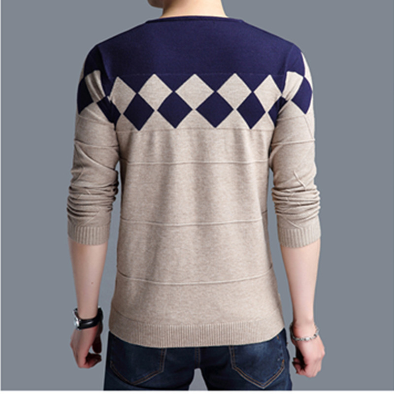 BROWON Autumn Vintage Sweater Men Collarless Sweater Christmas Sweaters Fashion V-neck Casual Slim Sweaters Men for Business 220819