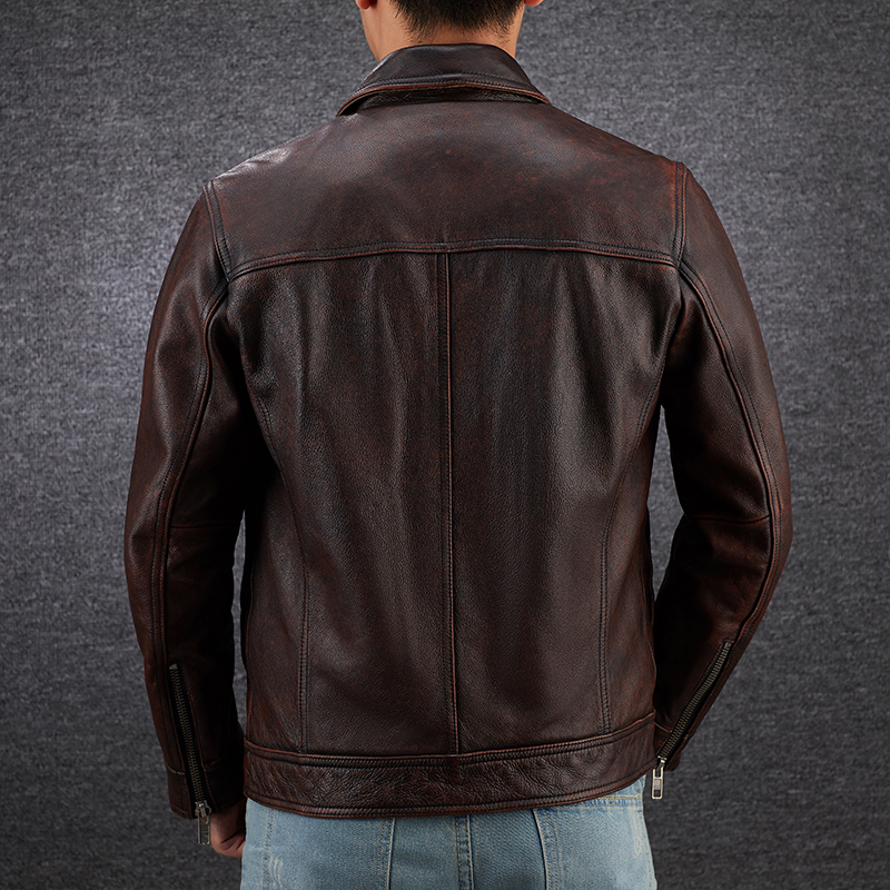 YRwholesales cowhide jacketmen genuine leather coatvintage casual leather outwearclassic leather clothing 220819