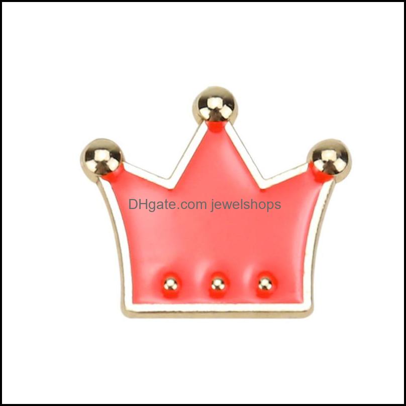 Pins Brooches Color Crown Shape Brooch Pin Unisex Alloy Drop Oil Sweater Clothes Lapel Pins Europe Women Bag Hat Cowboy C Jewelshops Dh9Ut