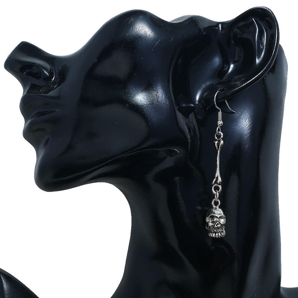 Antique Gold Silver Skeleton Dangle Earrings for Men Women Hip Hop Young Halloween Party Jewelry European American Hot Selling Ear Jewellry Wholesale