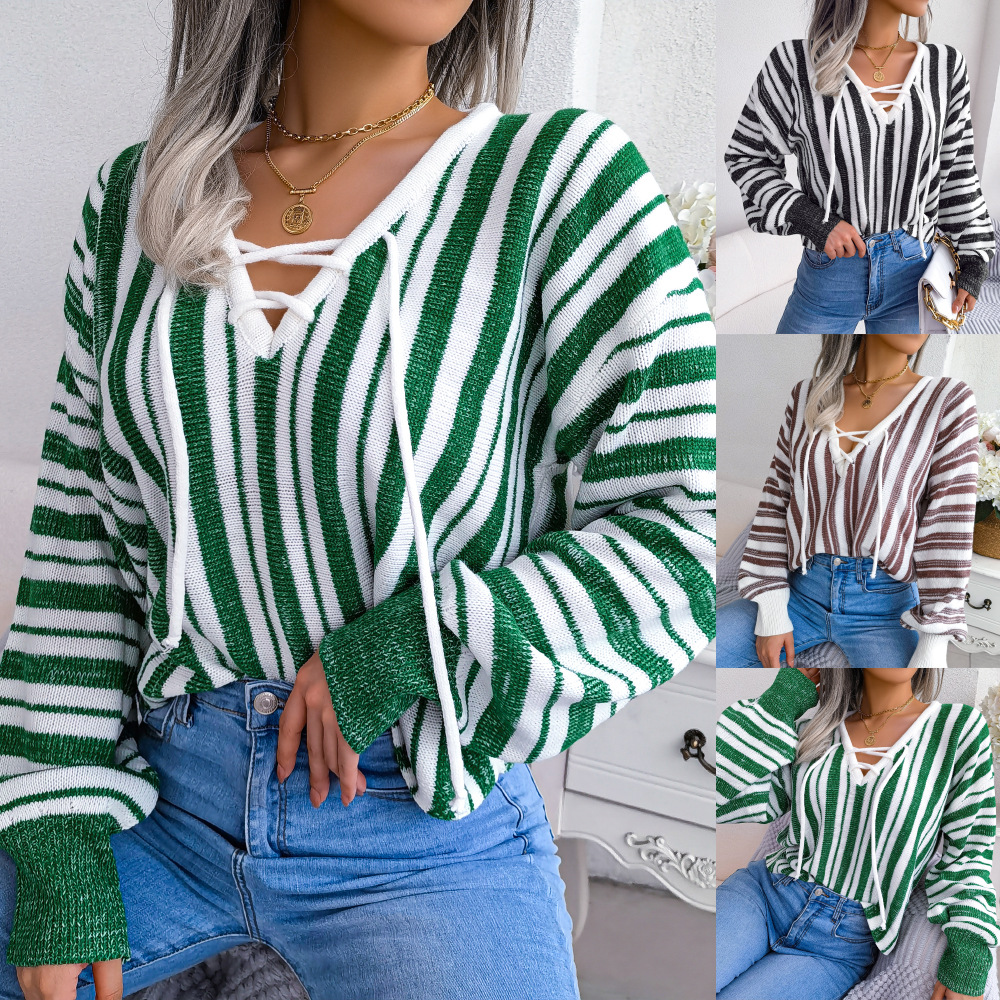 ins style autumn winter Tees European and American hit color striped straps lantern sleeve pullover sweater, Green
ins style autumn winter Tees European and American hit color striped straps lantern sleeve pullover sweater, Green