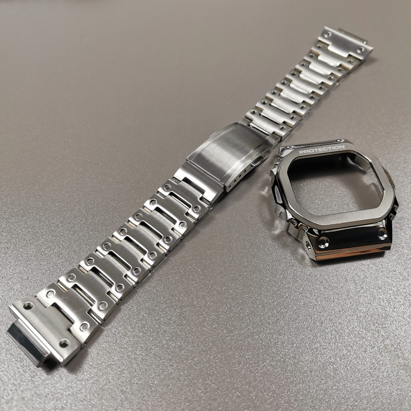 DW5600 Watchband and Bezel Metal Set For GWM5610 GW5000 Stainless Steel Watchband Case DW5600 GW-M5610 GW5000 Series With Tools 220819