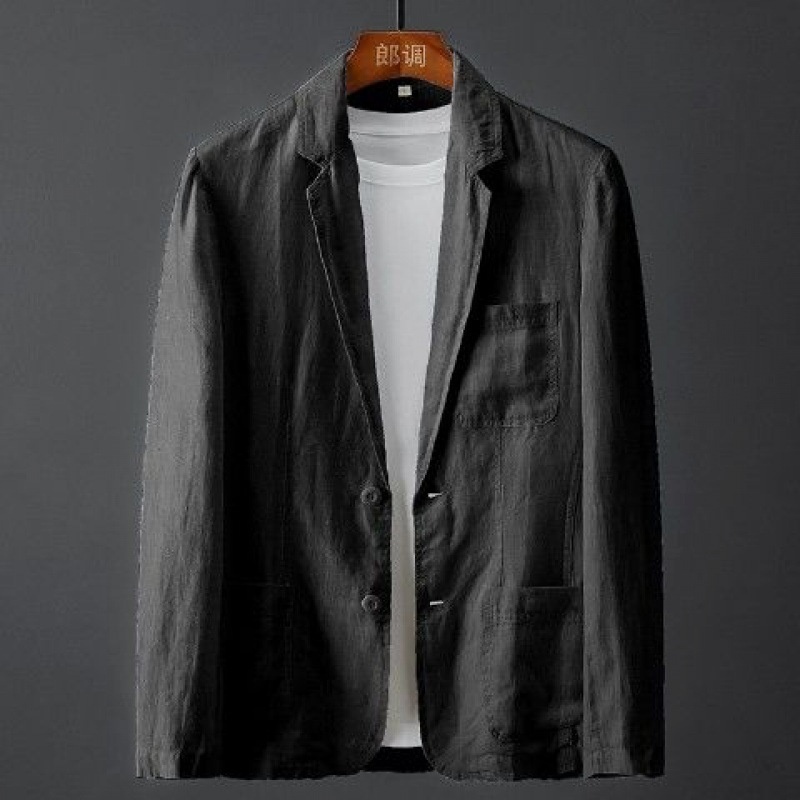 White Cotton Linen Suit Coat Men s Spring Summer Pure Color Slim Casual Business Thin Mens Blazer Jacket Comfortable Breathable 220819