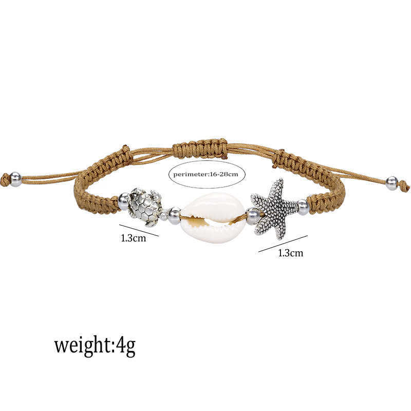 Popular Starfish Shell Bracelet Small Turtle Hand Woven Bracelet Beach Surfer Rope Paracord Bracelets