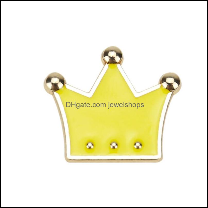 Pins Brooches Color Crown Shape Brooch Pin Unisex Alloy Drop Oil Sweater Clothes Lapel Pins Europe Women Bag Hat Cowboy C Jewelshops Dh9Ut