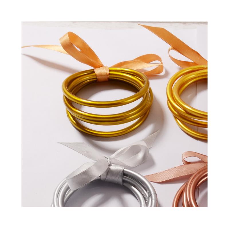 Shiny Gold Buddhist Strands Rush Bracelet Fine Bharm Buddha Girls Bracelets Silicone Plastic Glitter Jelly Light Gifts