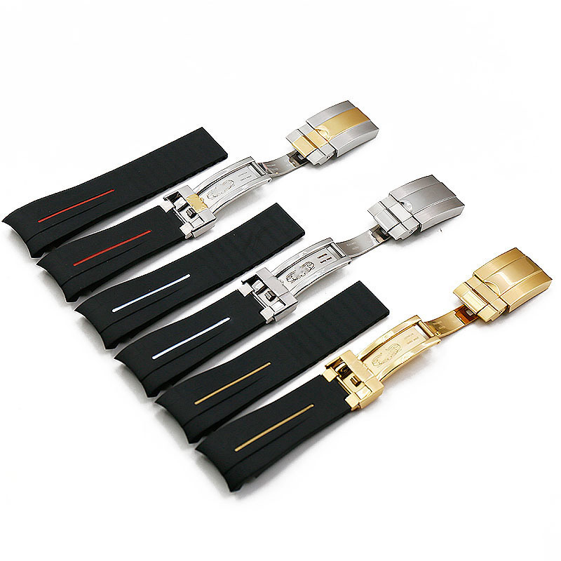 Men's rubber strap 20mm21mm folding buckle watch accessories for Rolex GMT ghost king Ancon waterproof silicone strap women band 220819