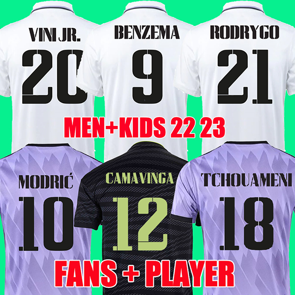 BENZEMA soccer jerseys 22 23 TCHOUAMENI football shirt REAL MADRIDS VINI JR RODRYGO CAMAVINGA ALABA MODRIC VALVERDE camiseta men kids 2022 2023, Away
BENZEMA soccer jerseys 22 23 TCHOUAMENI football shirt REAL MADRIDS VINI JR RODRYGO CAMAVINGA ALABA MODRIC VALVERDE camiseta men kids 2022 2023, Away