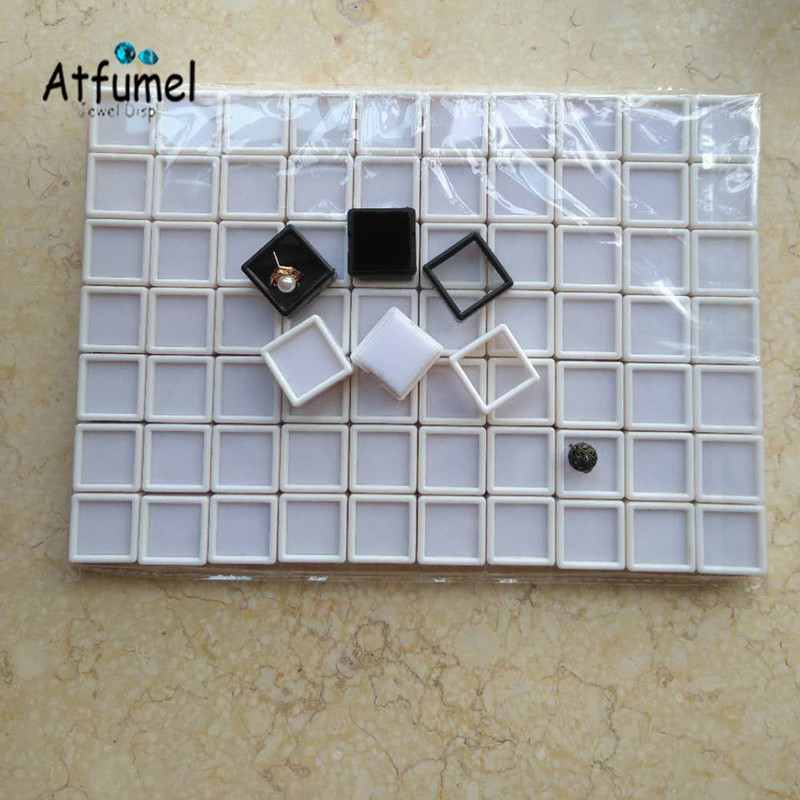 Wholesale 100Pcs Gemstones Display Box Loose Diamond Jewelry Organizer Case Gem Storage Container White Black 220819